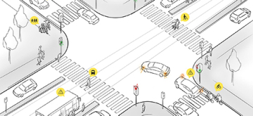 tekening van kruispunt